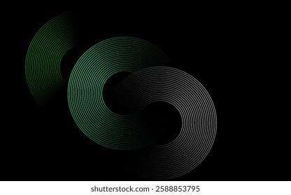 Interconnected Circular Abstract Design with Futuristic Teal and Gradient Patterns: A Modern, Stylish, and Aesthetic Concept for Corporate Innovation, Business Technology, Digital Marketing, and Pro
