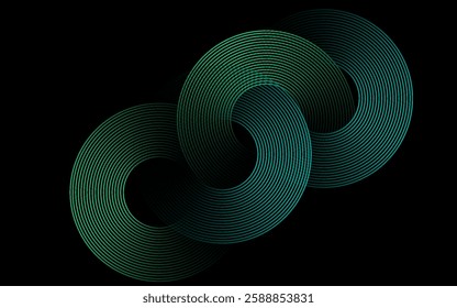 Interconnected Circular Abstract Design with Futuristic Teal and Gradient Patterns: A Modern, Stylish, and Aesthetic Concept for Corporate Innovation, Business Technology, Digital Marketing, and Pro
