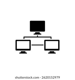 Interconnected Desktops with Lines Showing Active Communication