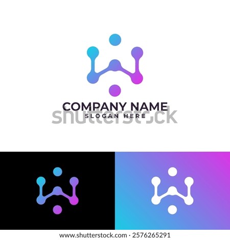 interconnected dots and lines, symbolizing connectivity, network, and technology. The design incorporates the letters 