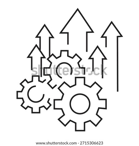 Interconnected gears with upward arrows