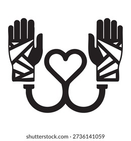 Interconnected hands forming heart symbol