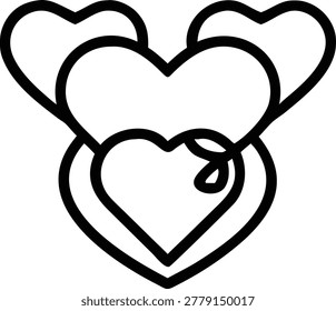Interconnected hearts symbol, deep love, union, everlasting relationship, strong bond, unity.