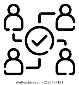 An interconnected icon depicting teamwork, suitable for presentations, websites, and collaboration tools.