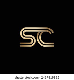 Letra interconectada S y C en oro