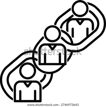 Interconnected people chain link illustration
