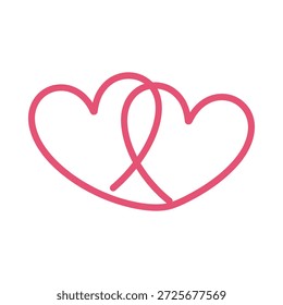 Corações cor-de-rosa interligados sobre fundo branco