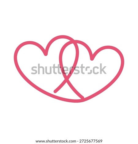 Interconnected pink hearts on white background