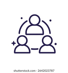 Interconnected team members collaboration outline. Icon symbol illustration