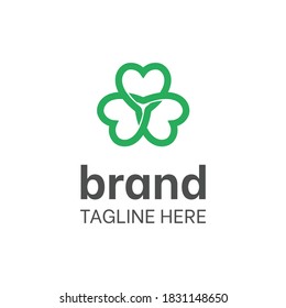 Interconnected three shamrock or clover leaf logo template