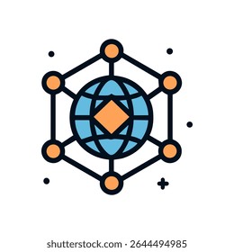 Hub da Rede Mundial Interconectado. Ilustração de símbolo de ícone