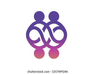 Interconnectedness Symbol Abstract Design Representing Community Collaboration and Partnership With Gradient Purple Pink Color Scheme