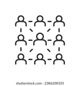 Interconexión de personas, icono lineal. Línea con trazo editable