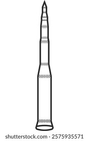 Intercontinental ballistic missile, nuclear weapon, LGM-30 Minuteman icon line black color.