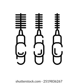 Icono de contorno de pincel interdental, Ilustración vectorial