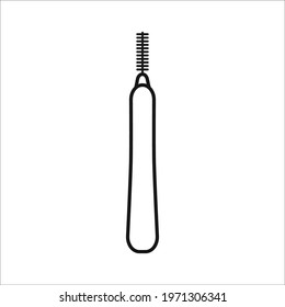 Interdental brush vector outline sign. Pipe-cleaner dental product single icon isolated on white background. Personal oral hygiene home in bathroom.