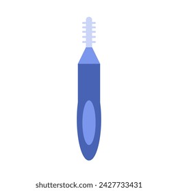 Interdental toothbrush or floss pick with blue plastic handle vector illustration