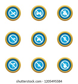 Interdiction icons set. Flat set of 9 interdiction vector icons for web isolated on white background