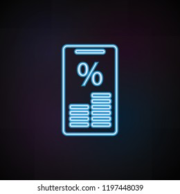 interest accrual in mobile banking icon in neon style. One of Mobile banking collection icon can be used for UI, UX
