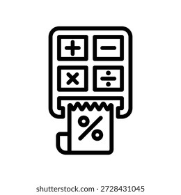 Ícone de calculadora de juros, Gráficos de vetor de linha