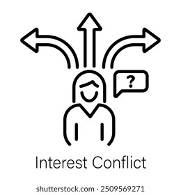 Icono de conflicto de interés en estilo de esquema