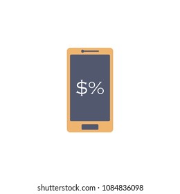 interest and dollar on the phone colored icon. Element of bankings for mobile concept and web apps. Detailed interest and dollar on the phone colored icon on white background