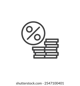 Interest Earnings line icon. linear style sign for mobile concept and web design. Coins and percentage sign outline vector icon. Growth and passive income symbol, logo illustration. Vector graphics
