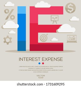 IE (interest expense), letters and icons. Vector illustration.