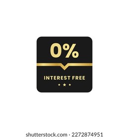 interest free finance or interest free label vector isolated in flat style. zero commission label or mark for zero percent credit offers - vector illustration. Interest free sign vector isolated.