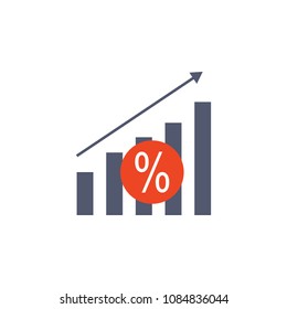 interest growth chart colored icon. Element of bankings for mobile concept and web apps. Detailed interest growth chart colored icon can be used for web and mobile on white background