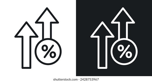 Interest Growth Icon Designed in a Line Style on White Background.