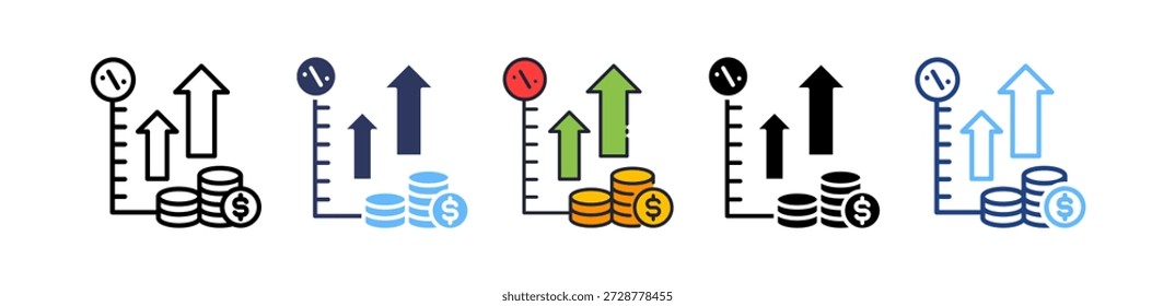 Interest Hike Icon Multiple Vector Illustration