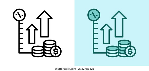 Interest Hike Icon whitegreen Vector Illustration