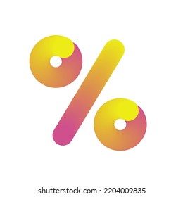 Interest icon 3d. Discount, percentage and sale. Percent sign for advertising banner, financial flyer or poster. Interest, web design of finance, rate, calculation, rise or fall. Vector illustration.