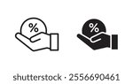 Interest icon set in Thin line black color.