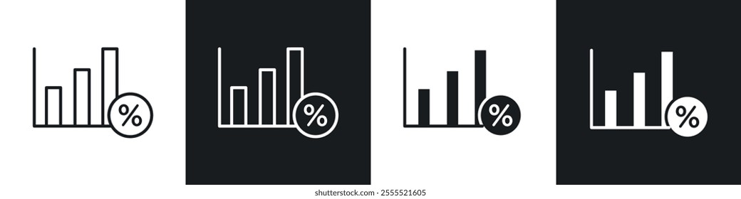 Interest icon vector collection in black and white.