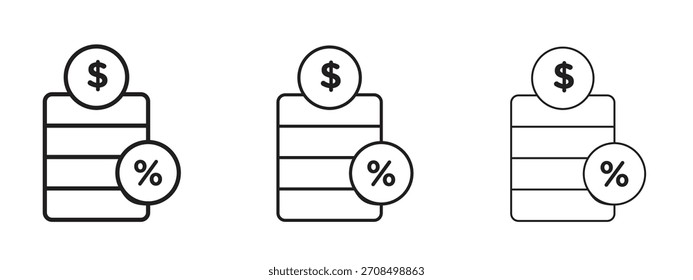 Ícones de juros. Coleção de ícones de vetor perfeito de pixels