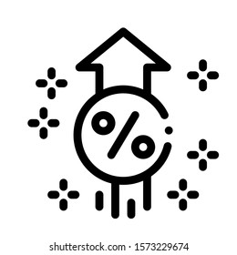 Interest Increase Rise Up Icon Vector. Outline Interest Increase Rise Up Sign. Isolated Contour Symbol Illustration