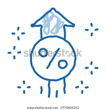 Interest Increase Rise Up sketch icon vector. Hand drawn blue doodle line art Interest Increase Rise Up sign. isolated symbol illustration