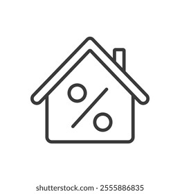 Interest on housing, icon in line design. Interest, housing, mortgage, loan, finance, property, real estate on white background vector. Interest on housing editable stroke icon