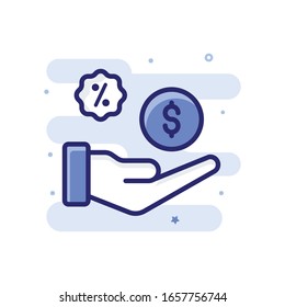 Interest On Investment Vektorillustration Illustrator mit farbigem Hintergrund. 