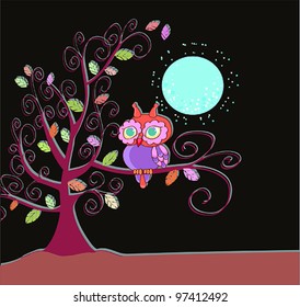 Interest owl on a branch