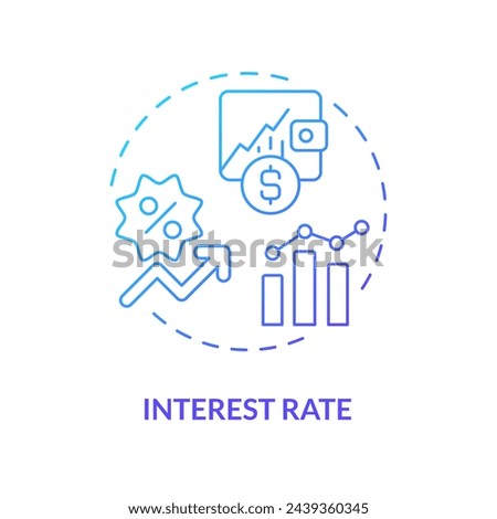 Interest rate blue gradient concept icon. Amount of interest due per period. Amount lent, deposited. Round shape line illustration. Abstract idea. Graphic design. Easy to use in marketing