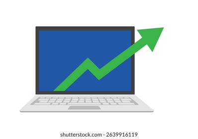Interest rate. Computer laptop with invest strategy. Successful development