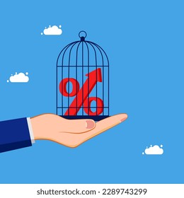 Interest rate control. Percent imprisonment or confinement in the aviary. business concept