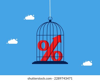 Interest rate control. Percent imprisonment or confinement in the aviary. business concept