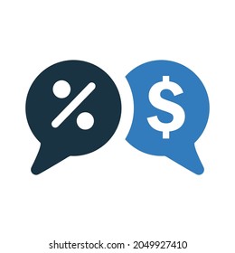 Interest, rate, discount icon. Simple vector design.