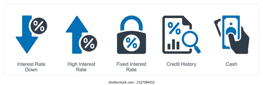 Interest rate down Icon Concept