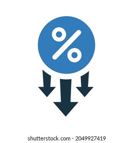 Interest, rate, down icon. Editable vector graphics.