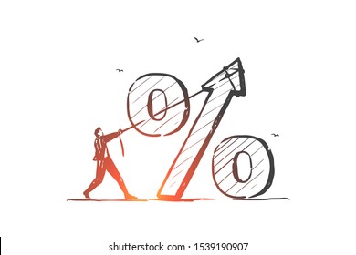 Interest rate, economy, bank loan percentage concept sketch. Hand drawn isolated vector